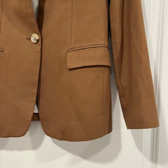 J Crew Regent Women's Camel‎ Tone Tan Wool Fitted Blazer Size OO - Picture 2 of 8